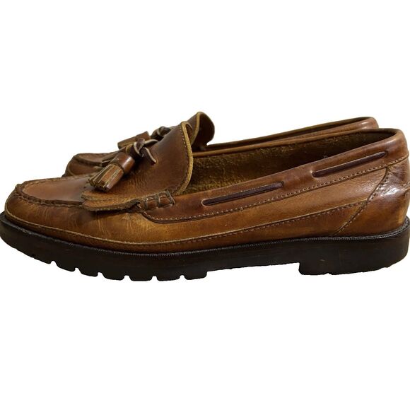 Polo Ralph Lauren Loafers Mens 11 D Brown Leather Lug Sole Tassel Kiltie Vintage main image 4